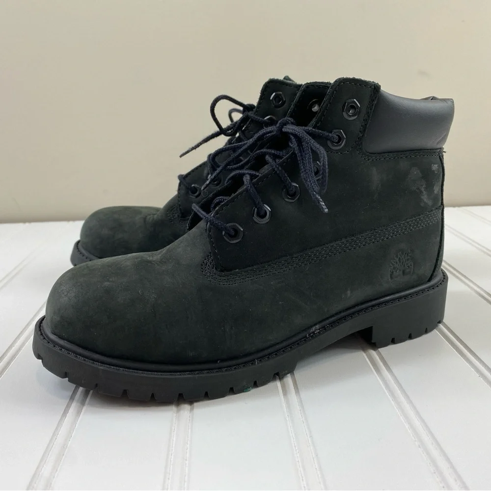 Timberland Boys Black Premium Water Resistant Leather Suede Boots Sz 3‎